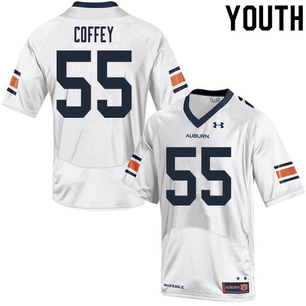 Youth #55 Brenden Coffey Auburn Tigers College Football Jerseys Sale-White